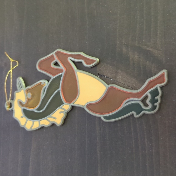Vintage 70's 80's metal and resin suncatcher unicorn Brown creme - Picture 2 of 2